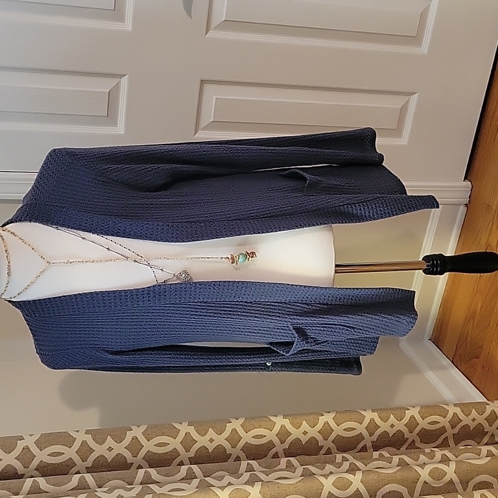 Page VI Blue long sleeve Cardigan with pockets,  Size XL